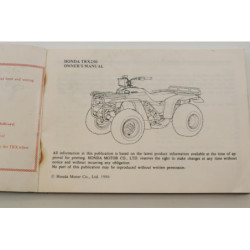 Manuel d'utilisateur HONDA TRX 250 1986 à 1987